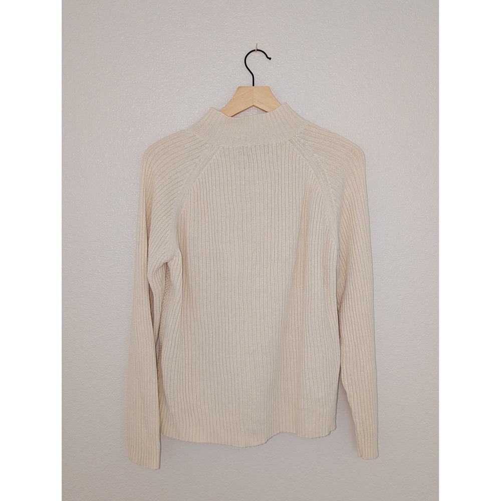 Woolrich Cream Quarter Zip Textured Knit Pullover Womens Medium - Picture 5 of 7